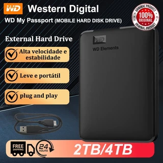 WD Elements Original HD Externo 2TB/4TB Disco Rígido USB 3.0 Armazenamento De Dados De Portátil External Hard Drive