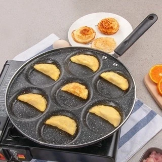 Frigideira antiaderente de 7 furos, omelete, hambúrguer, molde, utensílios de cozinha,
