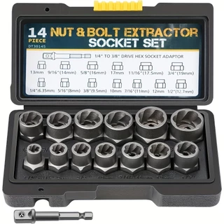Conjunto Extrator De Parafuso De 15 Peças , Soquete Removedor De Porca Danificado Com Adaptador Sextavado De 3/8 De Pole
