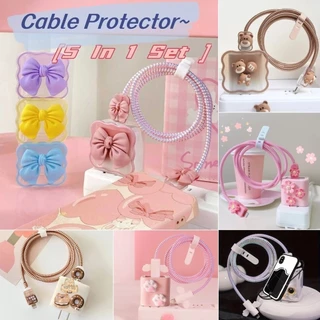 Capa Protetora De Carregador De Desenho Animado , Cabo Para Adaptador De Carregamento Rápido IP 20w/18w 5 Em 1 Conjunto
