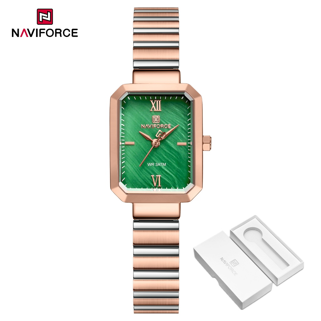 NAVIFORCE 5050 Poligonal Minimalista Shell Dial Relógio Feminino