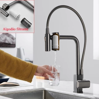 Torneira Cozinha Com Filtro Gourmet Metal Água Quente E Fria Água Filtrada Flexível
