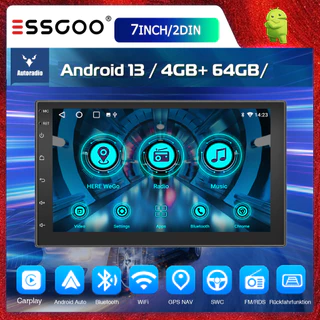 ESSGOO 7 Polegadas 2 Din Carplay 2 + 32G/4 + 64 Gb android 13 MP5 Touch Screen Com WIFI/BT Suporte Para iphone/Telefone