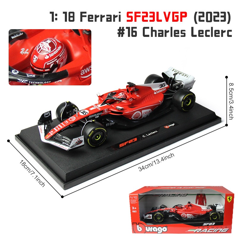 Bburago 1 : 18 2024 F1 Ferrari Miami GP SF24 # 16 Charles