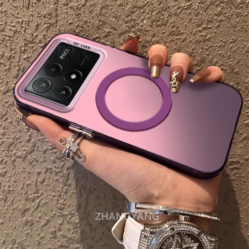 Capa Para POCO X6 Pro X6 Silicone material Fosco TPU De Telefone Estética Novo design De Anel De Sucção Magnética Telefo