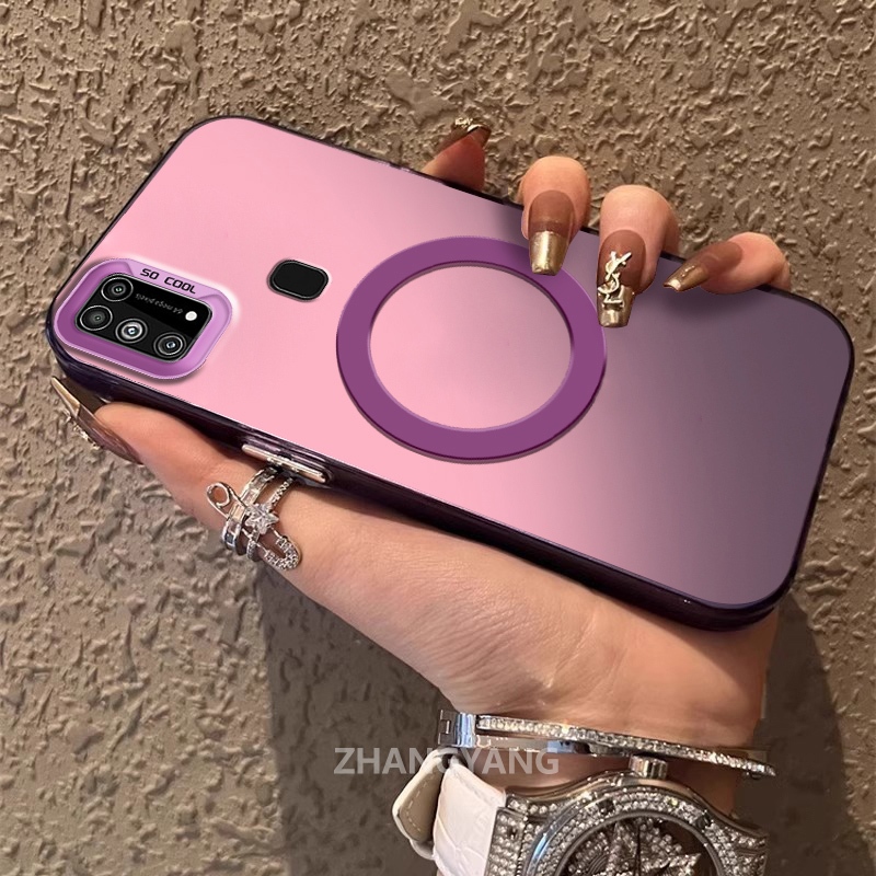 Capa Para Samsung M31 M21s M30s Silicone Fosco material TPU De Telefone Estética Novo design De Anel De Sucção Magnética