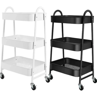 Prateleira De Carrinho Organizador De Metal Multiuso 3 Camadas-46 * 30 * 77cm Com Rodas