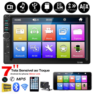 ESSGOO 7010B 2 DIN MP5 Rádio Estéreo para Carro Bluetooth Player FM/USB/TF/mirror link