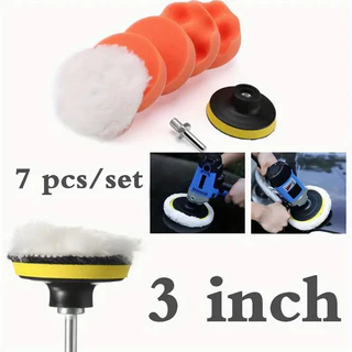 7/8/11 Peças Kit Boina Polimento Automotivo Espuma e Lã 3 Polegadas para Furadeira e Parafusadeira em Oferta na Shopee