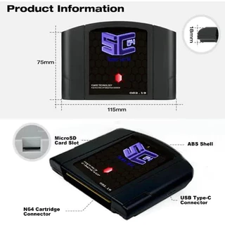 Nintendo340 Em 1 SummerCart 64 plus Cartão Para Nintendo 64 Com TF De 8GB N64 Retro Cartucho De Jogo ED 64 Sem Restrição