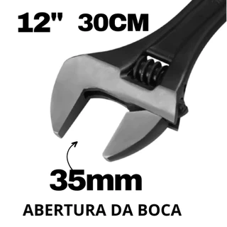 Chave reforçada preta ajustável profissional 12 polegadas 300 mm de alta qualidade