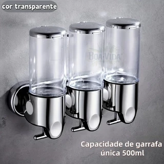 3 em 1 Dispensador Manual de Sabonete Líquido/Shampoo/Multifuncional Suporte Parede Para Banheiro/Cozinha
