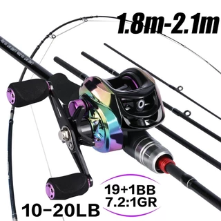 Sougayilang 1.8M-2.1M 5/6 Seções Fundição Vara De Pesca Combo E 19 + 1BB 7.2 : 1 Conjunto De Carretel De Arremesso De Al
