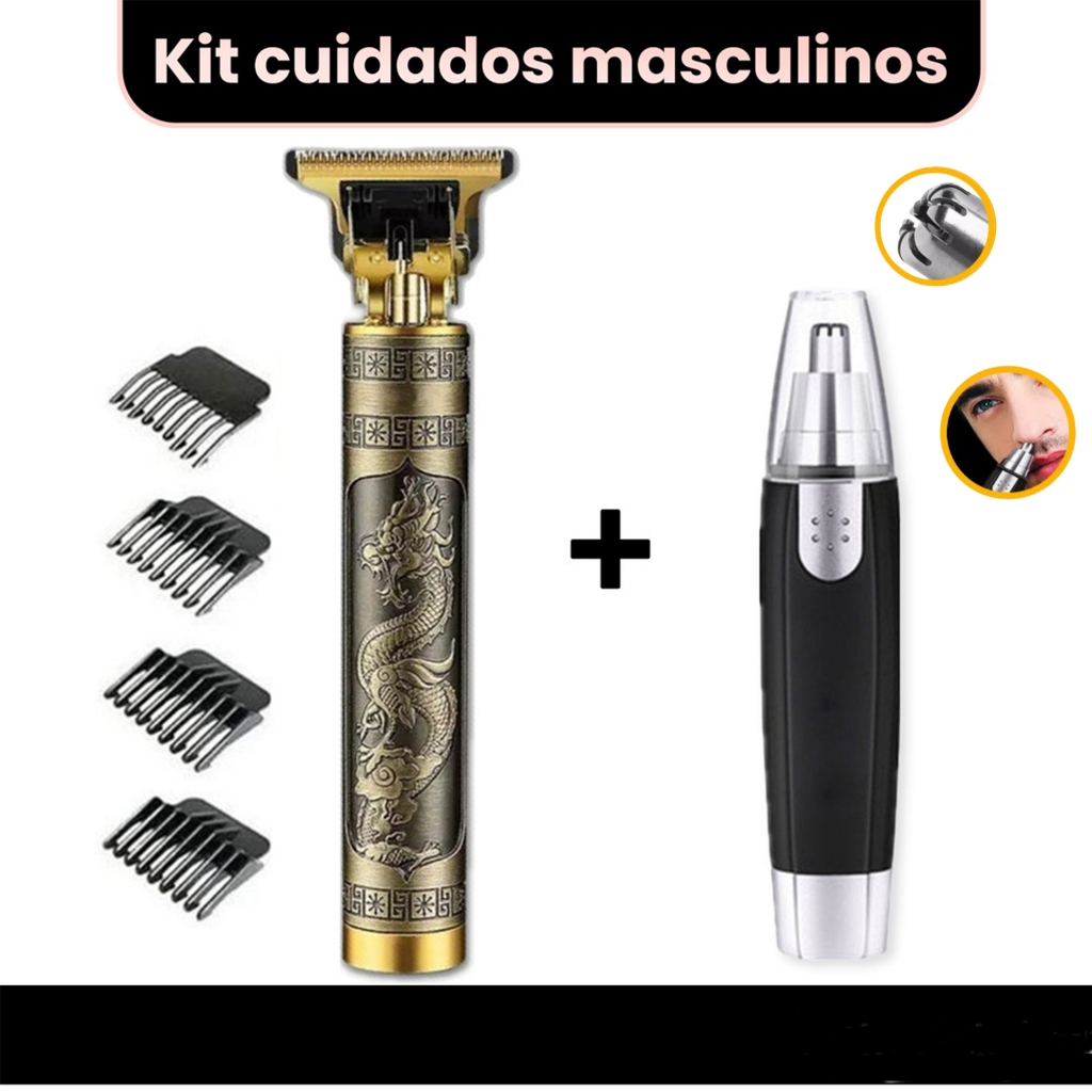 Kit cuidados masculinos - Barbeador e aparador de pelos Maquina cortar cabelo