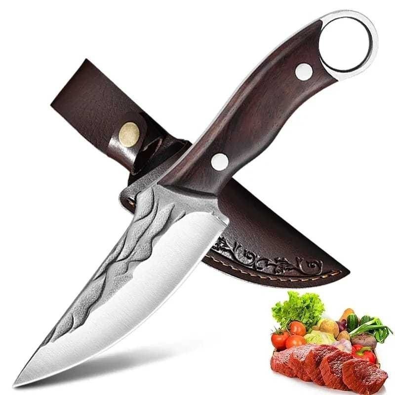 Faca para Churrasco Lâmina Inox Cabo Madeira com Bainha 22cm BM-DJ311