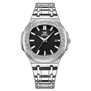 OLEVS relógio masculino 8145 relogio a prova d água luminoso original de aço inoxidável Prata Preto