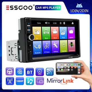 （Envio de São Paulo）ESSGOO 1 din 2 din Rádio Para Carro Bluetooth 7 Polegadas Touch Screen Multimídia MP5 Player