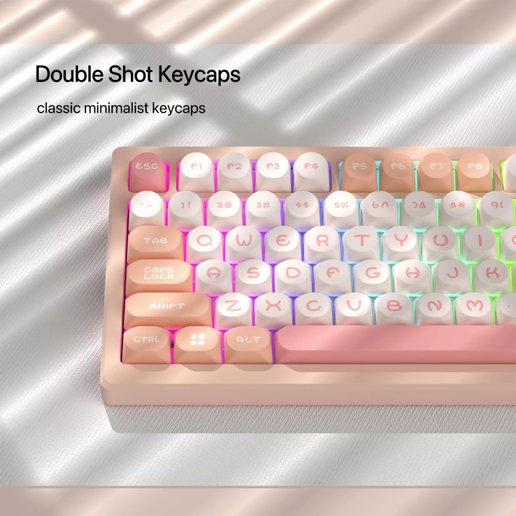 130 Teclas Fofas Rosa MOA Perfil Keycaps PBT Conjunto De Tampas De Personalizadas De Tiro Duplo