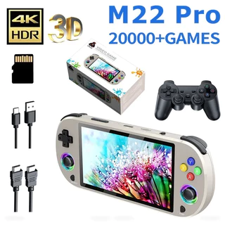 M22 Pro Retro Console De Jogos Portátil 5.0 Polegada Tela IPS Sistema Linux Joystick Com Efeito Iluminação RGB 64G 20000
