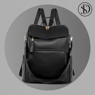 Mochila de viagem de lazer de couro macio de grande capacidade
