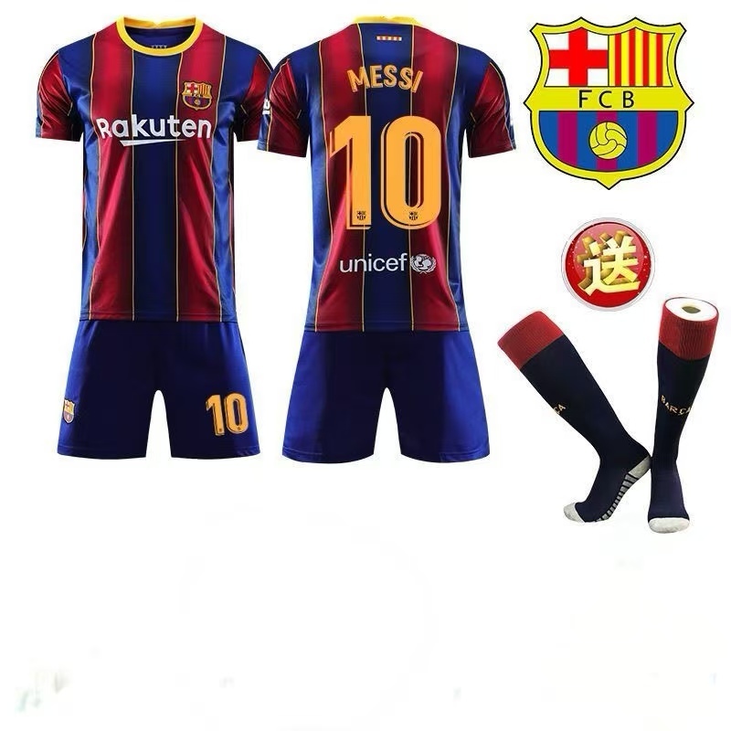 Camisa do Barcelona 20/21 Barcelona em casa camisa de futebol de manga curta camisa 10 Messi Suarez uniforme