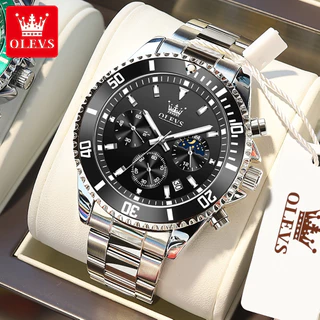 OLEVS Relogio Masculino Luxo Prova Da água Original Dourado Esportivo Prata Preto De Aço Cronógrafo Quartzo 2870