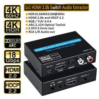 Extrator De Áudio eARC/ARC HDMI Audio Para SPDIF Óptico L/R 3.5 Mm Estéreo Conversor Analógico Aduio
