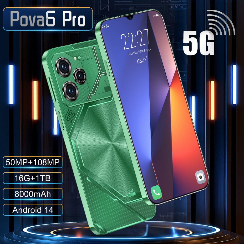 Smartphone 7.3 Polegadas Celular Pova6 Android Telefone 16 + 512GB