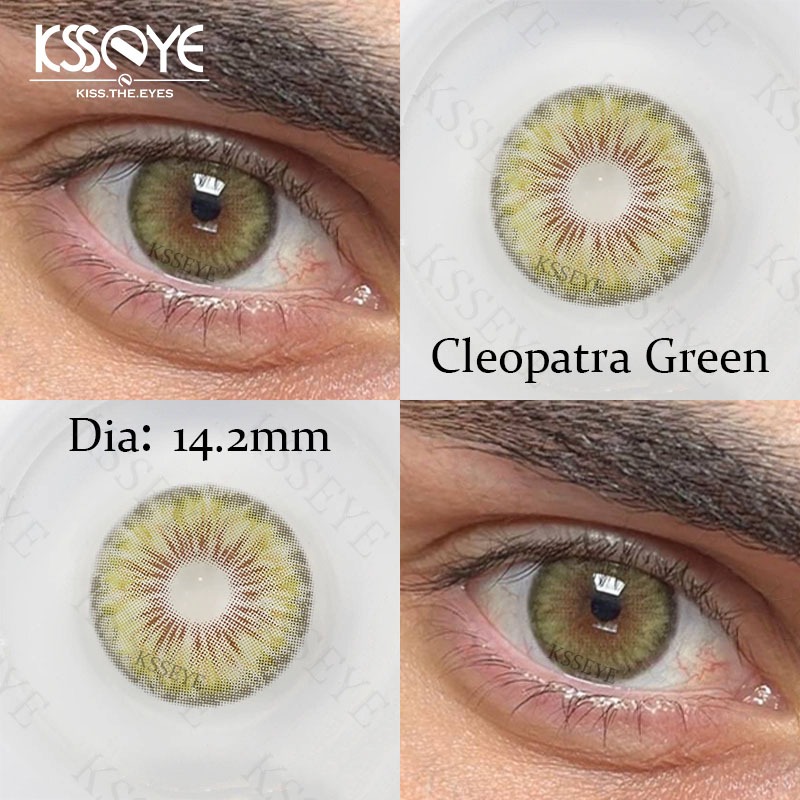 2pcs Lentes De Contato Cleopatra Verde Cinza Hazel De Grau Miopia 0 8 