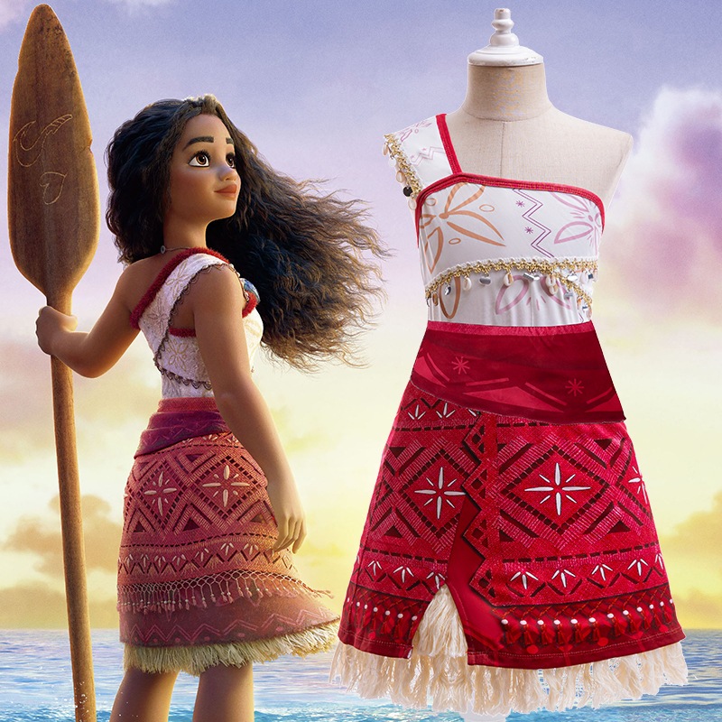 DiULi Disfraz De Vaiana Para Niñas – Vestido De Princesa Moana Con Peluca, Corona, Collar Y Accesorios, Ideal Para Hawái, Navidad, Cumpleaños Y Cosplay