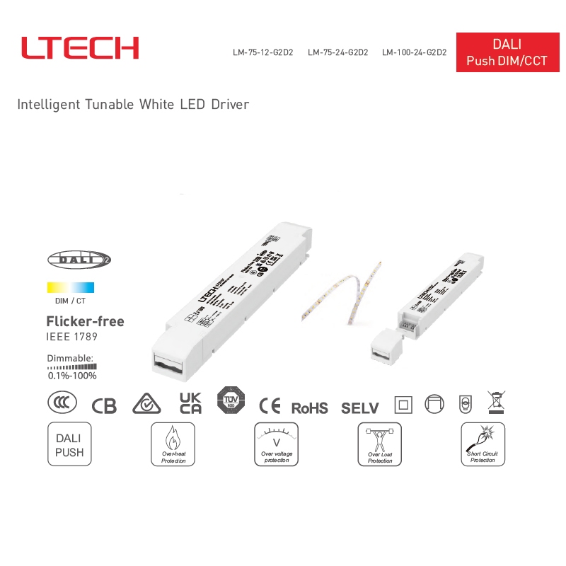 LTECH LM-100-24-G1D2 24VDC 100W LED Driver Inteligente Tensão Constante ...
