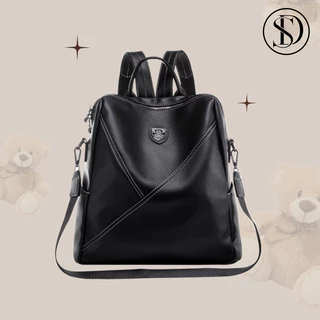 Mochila Moda Feminina Bolsa PU Couro Preto Zip Seção