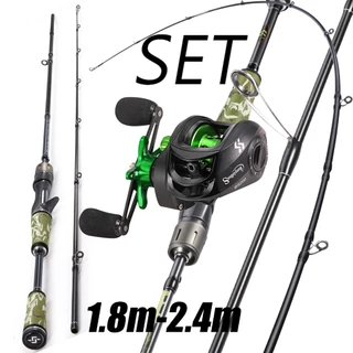 Sougayilang 1.8M 2.1M 2.4M MH Conjunto De Carretel De Vara De Pesca De Arremesso De Fibra De Carbono E Metal Combos Arra