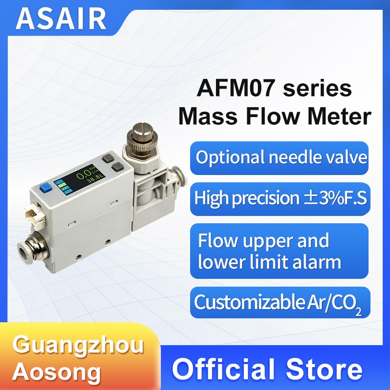 ASAIR AFM07 Medidor De Fluxo De Massa Aerotérmica Ar Comprimido De Oxigênio Substitui SMC PFM7