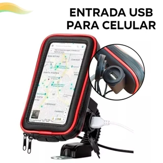 Suporte Celular Guidão Moto Case Impermeável Carregador USB 360º Entregas Motocicleta BMG-19