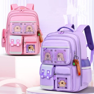 Mochila Escolar Impermeável De Grande Capacidade Cute Capivara Para Alunos Do Ensino Fundamental
