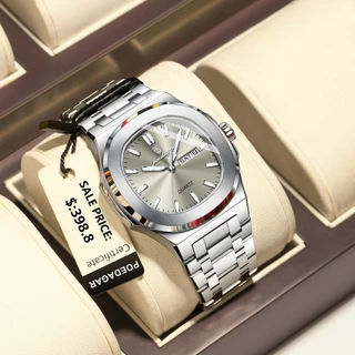 POEDAGAR Luxo em Aço Inoxidável Relógio para Homem Data Luminosa À Prova de Água Original Wristwatch 2024 Novo Relógio