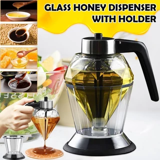 Meleira Honey Dispenser Pote Para Mel De Vidro Dispensador Para Mel Calda Azeite Pote Garrafa Com Suporte 200ml em Oferta na Shopee