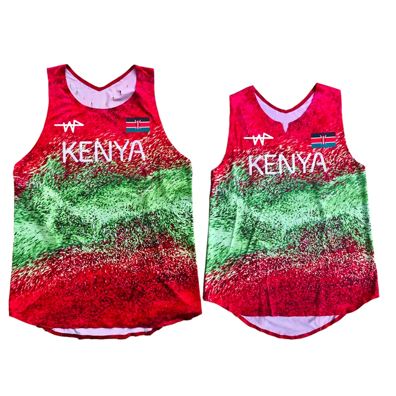 Quênia Equipe Homem Tecido Leve Correndo singlet Logotipo Personalizado Colete Feminino Maratona Competição Topo Speedsu