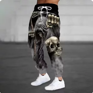 Novos Homens Outono Moda Calças Esportivas Esqueleto Mecânico 3D Impresso Neutras Rua casual Esportes jogging