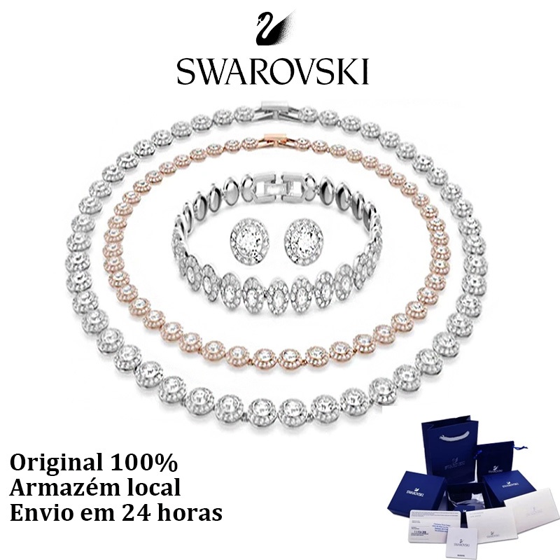 Original Swarovski Colar De Jóias Femininas Pulseira Moda Romântica ...