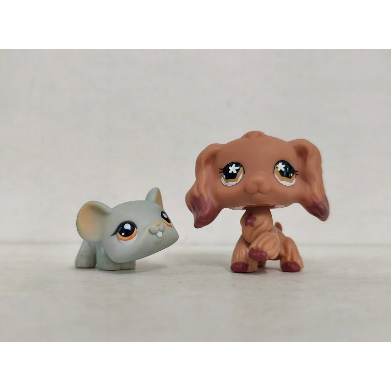 2 Pçs/Lote LPS Brinquedos Littlest Pet Shop Dentado Rato Cão Figuras De ...