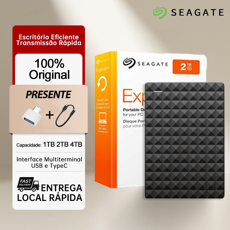 Seagate HD SSD Externo Expansão 1TB/2TB/4TB USB 3.0 Disco Rígido Portátil Armazenamento De Grande Capacidade