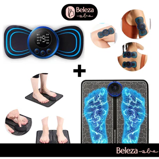 Kit Mini Massageador Elétrico Portátil Recarregável Alívio Da Dor Muscular Adesivo Massagem Corpo Ombro E Pé