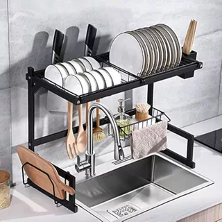 Escorredor Kitchen Rack Aço Inoxidável Organizador Louça Preto Pia 65cm Kitchen Rack Aço Ino