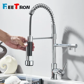 Torneira De Cozinha Gourmet Bancada Alça Única Misturador Flexível Em Spray Cromado