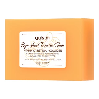 Sabão De Tumérico De Ácido KOJIC QUIYUM Refinar Textura Melhora O Equilíbrio Da Pele Áspera Tom 120g em Oferta na Shopee