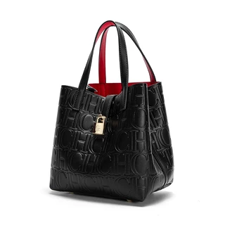 Bolsa De Mão Com Desenho Em Relevo Preto E Alças Longas De Ombro , Simples Viagem Feminina De Grande Capacidade