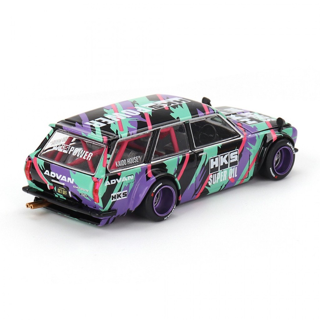 Mini GT x KAIDO House KHMG144 1/64 Datsun 510 Wagon HKS V1 Carro