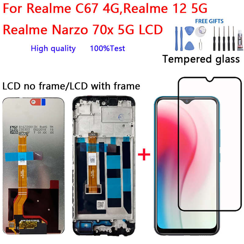 Kit Schermo LCD TFT Per Realme 12 Plus/Narzo 70 5G – Display Con Touch Screen Digitalizzatore, Nero Senza Cornice, Con Strumenti Di Riparazione